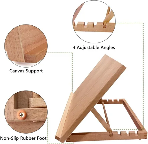 Miniatura 8 de Miratuso Caballete de mesa A3 con superficie lisa, caballete de pintura plegable de madera con capacidad para lienzo de más alto hasta 21 pulgadas