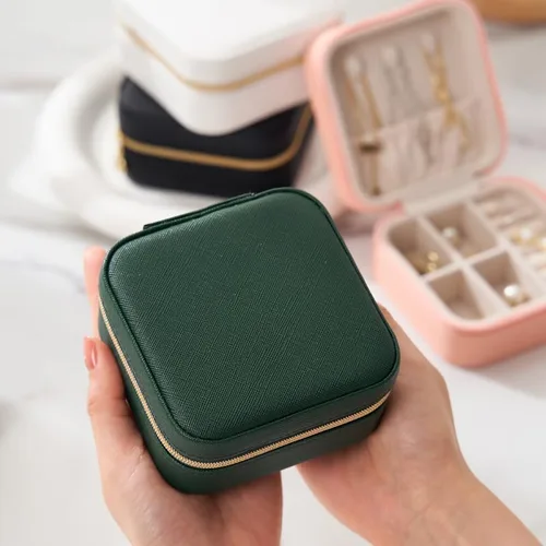Miniatura 4 de EXUBERTREE Organizador de joyas portátil de viaje Joyero para mujer Organizador de viaje de joyería para anillos, aretes, collar, pulsera