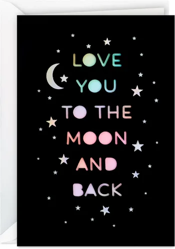Hallmark Tarjeta para el día de la madre (Love You to the Moon and Back) para aniversario, cumpleaños romántico, amor diario