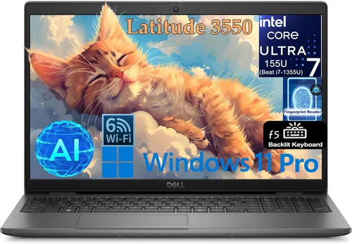 Dell Latitude 3550 15 15.6" FHD Business AI Computadora portátil, Intel 12-Core Ultra 7 155U (Beat i7-1355U), 64GB DDR5, 1TB PCIe SSD, WiFi 6, BT