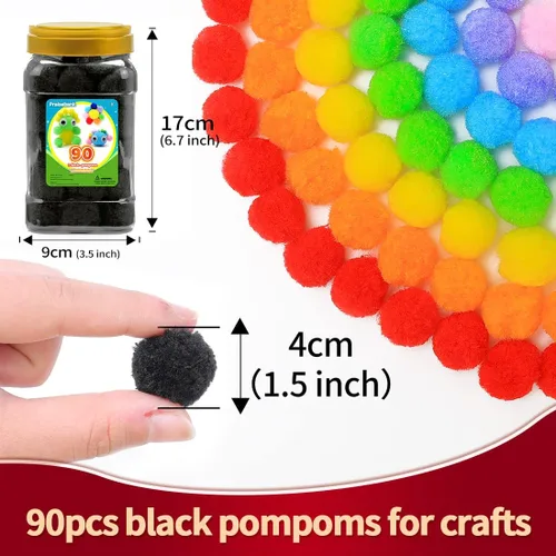 Miniatura 17 de Praisebank Pompones rojos, 90 unidades, 1.5 pulgadas, perfectos para artes y manualidades