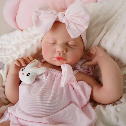 Miniatura 7 de Muñecas de Bebé Reborn Que Parecen Reales - 18.5 pulgadas de Cuerpo Completo de Silicona Bebé Niña Durmiendo con Cara Hecha a Mano Detalles