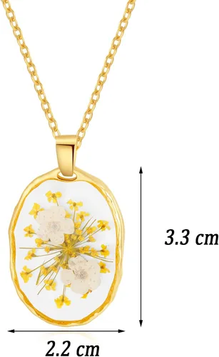 Miniatura 80 de Forget-Me-Not and Queen Anne's Lace Pressed Wildflower Necklace Birth Month Real Flower Necklace Gold/Silver Pressed Flower Jewelry