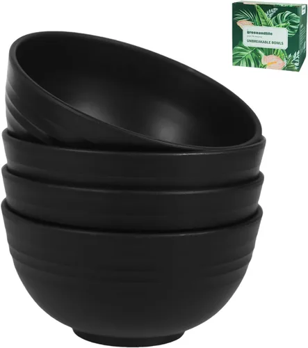 Juego de 4 boles de 680 g/24 oz de paja de trigo para cereales, livianos, irrompibles, para fideos, fruta, sopa y arroz, aptos para lavavajillas y