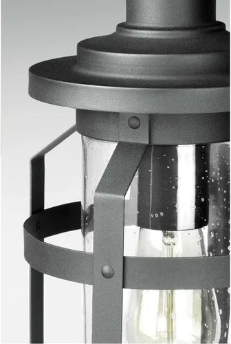 Miniatura 5 de Progress Lighting Haslett Collection - Farol de pared grande con 1 luz de cristal transparente con textura de color negro