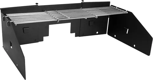 Miniatura 8 de Juego de Protector de Viento Ajustable y Rejilla de Calentamiento para Parrilla de 22" a 28" con Grasa Trasera, Negro, Metal
