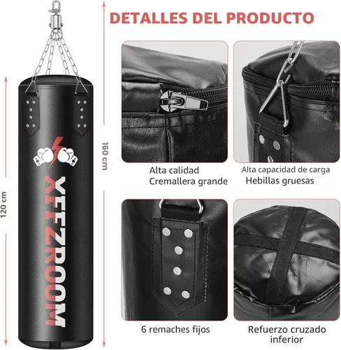Miniatura 2 de Punching Bag for Adults, 4ft PU Leather 6 in 1 Heavy Boxing Bag Set, Punching Bag with 12oz Boxing Gloves, Hand Wraps, Hanging Bag for MMA Karate