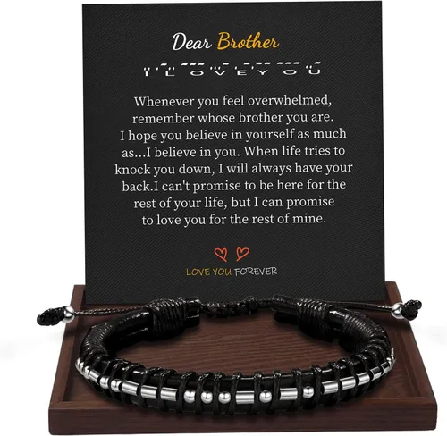 Miniatura 76 de Regalos inspiradores para hombres, pulseras con código morse, pulseras para hombre, regalos de graduación para él, Día del Padre, pulsera de cuero
