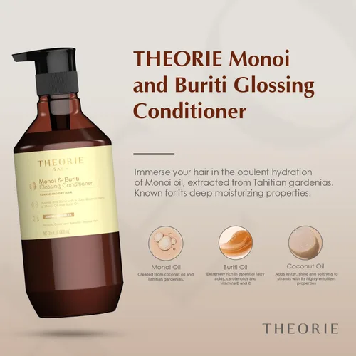 Miniatura 2 de Theorie Acondicionador brillante Monoi and Buriti - Hidrata y brilla - Adecuado para cabello grueso y seco - Protege el color y el cabello tratado