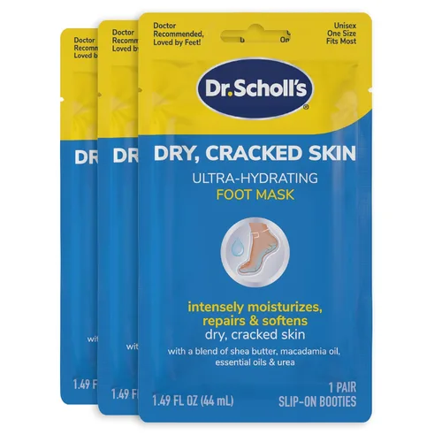 Dr. Scholl's Piel Seca y Agrietada, Mascarilla para Pies Ultra Hidratante, 3 Pares de Calcetines Hidratantes: Hidrata Intensamente, Repara y Suaviza
