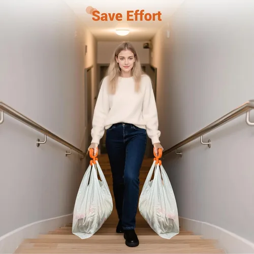 Miniatura 6 de Paquete de 2 bolsas de comestibles con asa para bolsas de plástico, cada una tiene capacidad para 100 libras, duradera, multiusos, resistente
