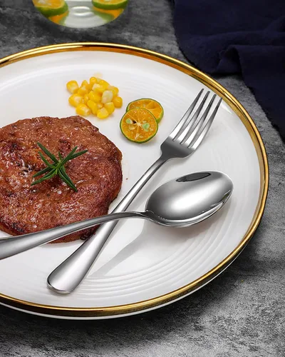 Miniatura 5 de EUIRIO Juego de cubiertos de 48 piezas con cuchillos para carne, cubiertos de acero inoxidable resistente para 8, cubiertos de grado alimenticio