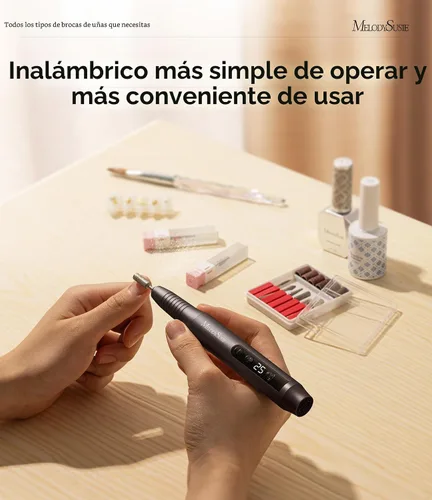 Miniatura 6 de MelodySusie PC180G - Taladro de uñas inalámbrico portátil en forma de bolígrafo, lima eléctrica recargable de 25000 RPM con pantalla LED para todo