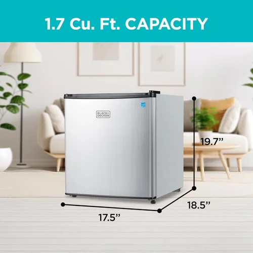 Miniatura 3 de BLACK+DECKER Refrigerador compacto de 1.7 pies cúbicos, certificado ENERGY STAR, mini refrigerador de una sola puerta con compartimento enfriador