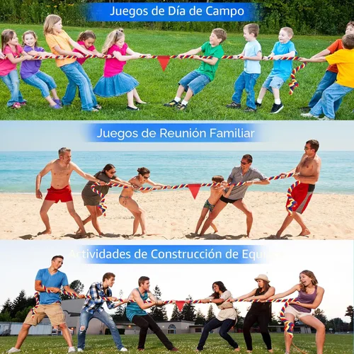 Miniatura 5 de Cuerda de tira y afloja para niños y adultos, césped al aire libre, reunión familiar, juegos de fiesta de cumpleaños, juegos de picnic al aire Azul