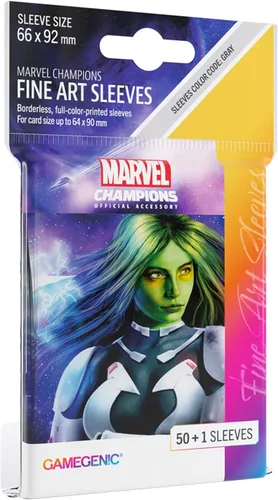 Gamegenic Marvel Champions The Card Game - Juego de cartas oficial Gamora Fine Art, paquete de 50 fundas artísticas y 1 funda transparente para