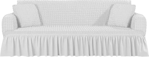 Miniatura 8 de SmoothNovelty Juego de 1 funda para sofá y 2 fundas para sofá con falda, duradero, lavable, de alta elasticidad, protector de muebles