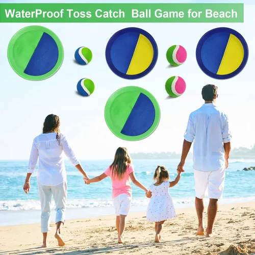 Miniatura 6 de Jalunth Juego de Atrapar Pelotas con Paletas de Lanzamiento - Juguetes de Playa Patio Trasero Juegos al Aire Libre Piscina Patio Trasero Objetivo