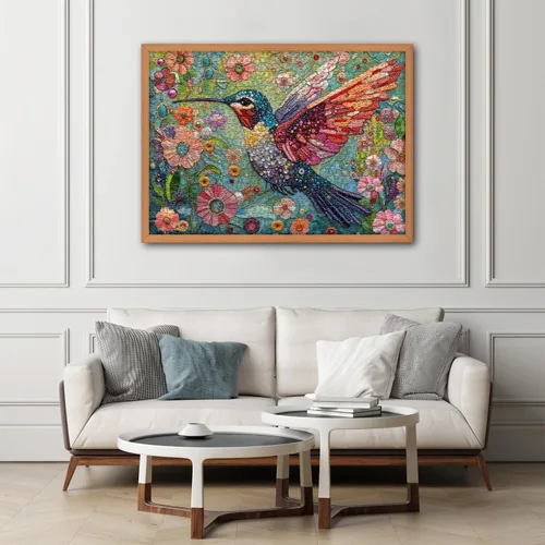 Miniatura 6 de Rompecabezas de Colibrí para Adultos 1000 Piezas, Rompecabezas de Arte de Aves de la Naturaleza, Flores y Joyas, Rompecabezas de Diamantes