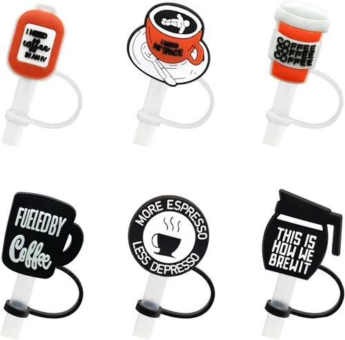 Miniatura 10 de 6 fundas de silicona para pajilla, cubiertas para popote para vasos, tapones de paja a prueba de polvo para puntas de popote para accesorios