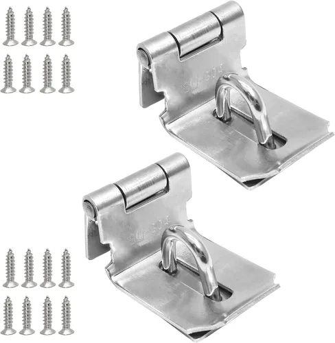 Miniatura 8 de Cerradura de candado de 3 pulgadas y 90 grados, acero inoxidable plateado cepillado de seguridad en ángulo recto con cierre de puerta, cerrojo