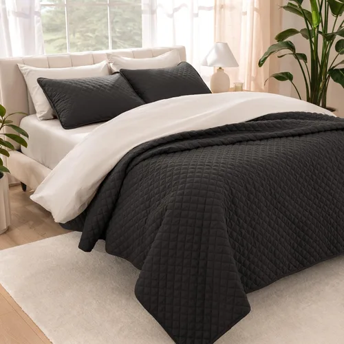 Miniatura 19 de Bare Home Juego de colcha – Full/Queen – Decoración ligera de cama – Alternativa de edredón – Colcha acolchada para todas las estaciones 04 - Gris