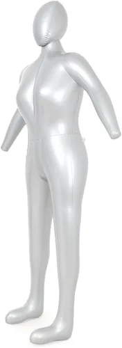 Three T Maniquí inflable de cuerpo completo femenino con brazos y cabeza – 65.0 in tamaño real de PVC vestido forma para exhibición minorista, feria