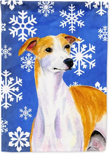 Miniatura 110 de Caroline's Treasures SC9374GF Bulldog English Snow flakes Holiday Garden Flag Buzón Bandera decorativa para patio exterior, patio, obras de arte
