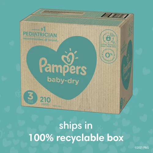 Miniatura 3 de PAMPERS - Pañales desechables Baby Dry talla 5 por 164 unidades; suministro para un mes que incluye 6 paquetes con tapa de toallitas para bebé por