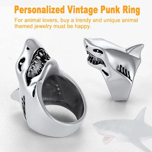 Miniatura 4 de U7 Anillo de pulgar para motociclista, tamaño 7-14, anillos de animales punk personalizados de acero inoxidable para hombres y mujeres, anillos