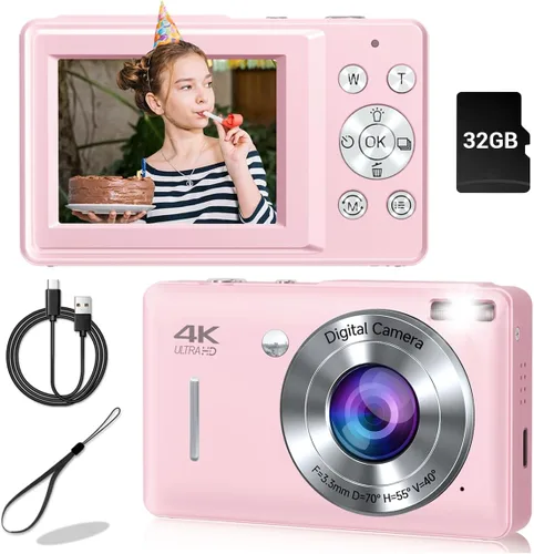 Miniatura 10 de Cámara digital, cámara compacta de 44 MP, cámaras digitales FHD 1080P para apuntar y disparar con zoom de 16X, detección facial, captura de Negro
