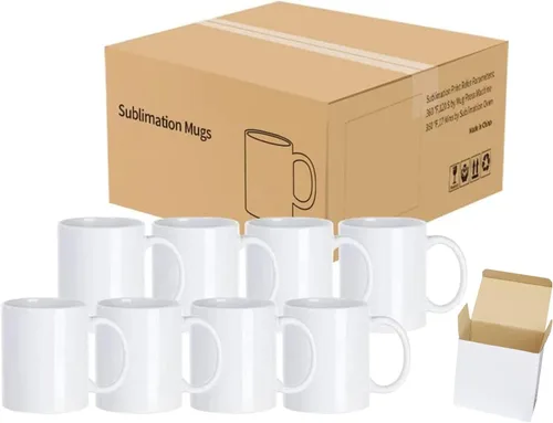 Miniatura 4 de Tazas de sublimación, tazas de café blancas de 11 onzas, tazas de café de sublimación con revestimiento AAA de cerámica con mango grande, juego