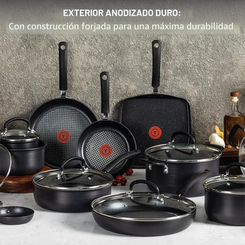 Miniatura 2 de T-Fal Ultimate - Juego de utensilios de cocina anodizados y antiadherentes de 17 piezas, juego de ollas y sartenes antiadherentes con sartén, Ónice