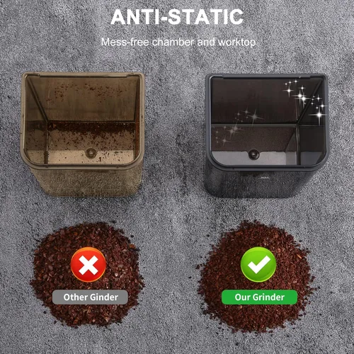Miniatura 4 de Molinillo de café con rebabas cónicas, molinillo de café eléctrico antiestático para uso doméstico, 48 ajustes de molienda ajustables para 2-12