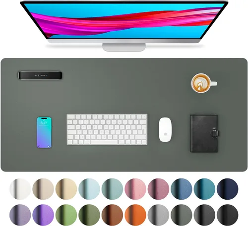 Miniatura 39 de Aothia - Protector de escritorio de cuero sintético, base para mouse, superficie antideslizante e impermeable para escribir y para laptop