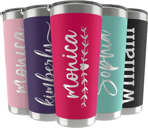 Miniatura 21 de Vasos personalizados, vaso de acero inoxidable de 20 onzas con tapa 13 diseños diferentes Tazas personalizadas de pared doble aisladas para café