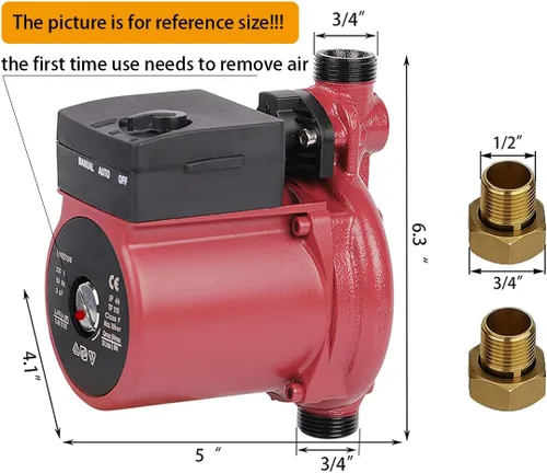 Miniatura 3 de Bomba automática de refuerzo de presión de 115V/60HZ 100W 3/4 pulgadas de salida automática Bomba de recirculación de agua caliente Bomba