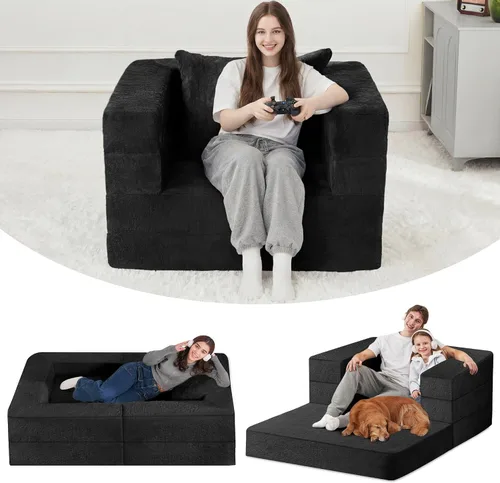 Miniatura 13 de Cama humana gigante para perro, cama 3 en 1 para perro de tamaño humano con funda de piel sintética lavable, cama grande plegable humana para Blanco
