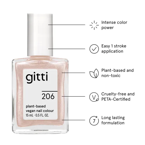 Miniatura 30 de gitti Esmalte de uñas a base de plantas No tóxico, libre de 30, basado en ingredientes de origen natural, libre de crueldad, vegano