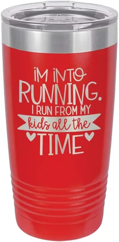 Miniatura 12 de Taza con texto en inglés "I RUN FROM MY KIDS 20oz Drink Tumbler with Straw », grabada con láser, taza de viaje con divertidas citas de Yeti Rambler