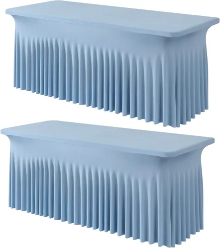 Miniatura 16 de Outpain - 4 paquetes de mantel de elastano de 6 pies para mesas plegables estándar - Mantel de mesa rosa bebé, protector de mesa para fiesta, boda