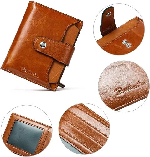 Miniatura 7 de BOSTANTEN Bolso de mano de cuero para mujer, bolso de mano grande de diseño tipo hobo y cartera de cuero para mujer, con bloqueo RFID, pequeño