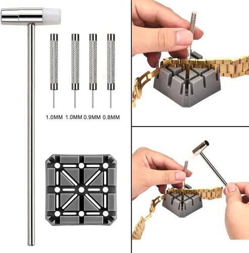 Miniatura 2 de Kit de herramientas de extracción de eslabones de reloj, kit de herramientas de correa de reloj, juego de herramientas de barra de resorte