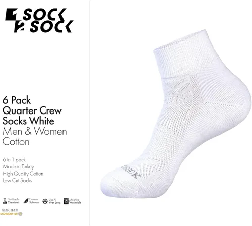 Miniatura 3 de 1SOCK2SOCK Paquete de 6 calcetines deportivos de algodón para hombres y mujeres, de algodón, corte bajo, calcetines para correr