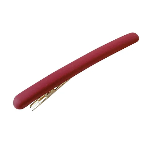 Miniatura 2 de 4 pinzas para el cabello con pico de cocodrilo de metal estrecho esmerilado de 3.5 pulgadas, pinzas para el pelo brillantes, pasadores elegantes Rojo