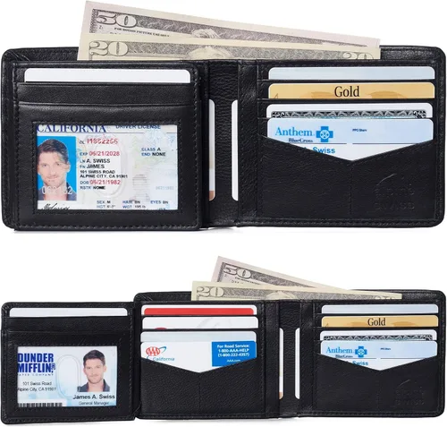 Miniatura 2 de Alpine Swiss RFID Luka - Cartera de identificación con tapa para hombre capacidad plegable con sección de billetes dividida viene en una caja
