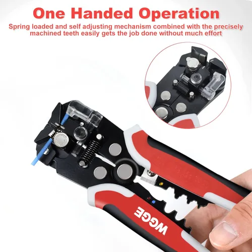 Miniatura 6 de WGGE WG-014 pelacables autoajustable con aislamiento, para pelar cables desde AWG 10-24, strippers automáticos con cortadores y buclera de 8