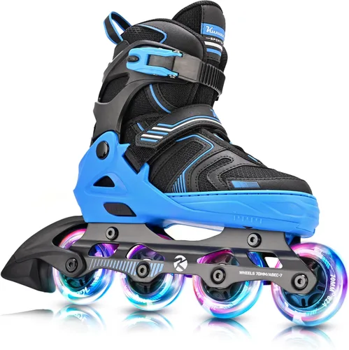 Kuxuan Skates Patines en línea ajustables para niños y niñas, patines para niños de 4 a 12 años con ruedas iluminadas, patines para adolescentes