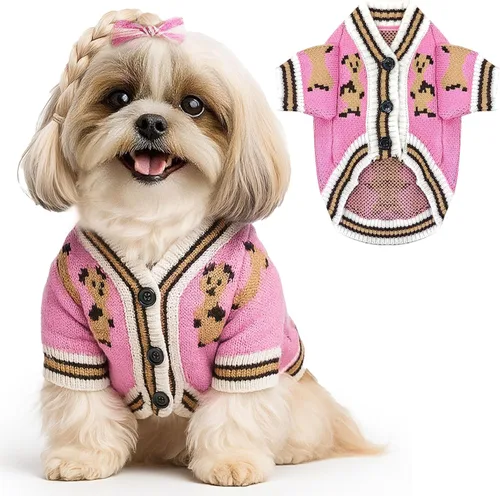 Miniatura 10 de ABRRLO Suéteres para Perros Pequeños Lindos Cárdigans de Perro con Oso Ropa para Perros Pequeños Medianos Niño Niña Cachorro Gato Cárdigan de Punto