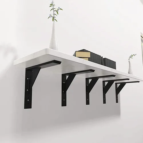 Miniatura 6 de Soportes de estante resistentes, paquete de 2 soportes de estante de 12 x 10 x 2.5 pulgadas, acero negro de 3/8 pulgadas de grosor, soporte en L